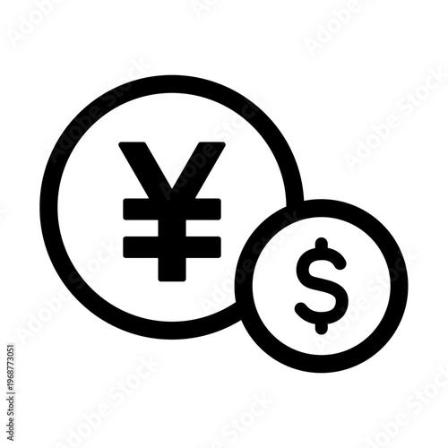 円マークとドルの通貨アイコン（為替・国際取引）