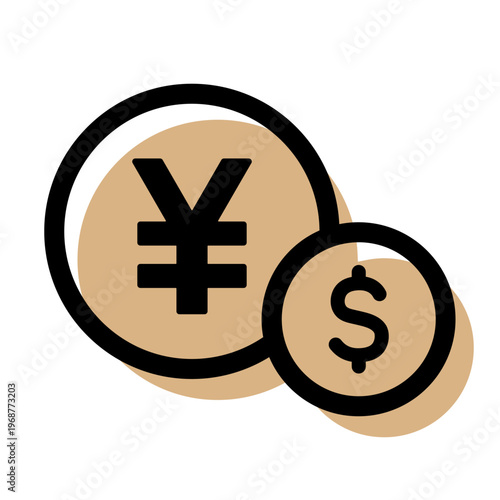 円マークとドルの通貨アイコン（為替・国際取引）