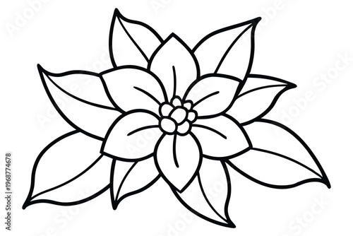 jasmine flower silhouette line art vector illustration with a white background