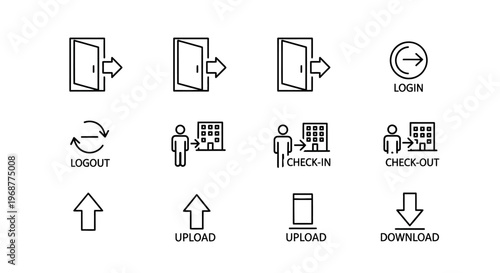 Black and white line icons set.