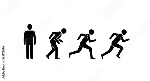 Black silhouettes of people running fast.