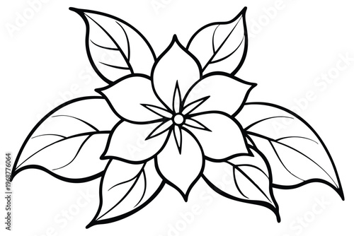 jasmine flower silhouette line art vector illustration with a white background