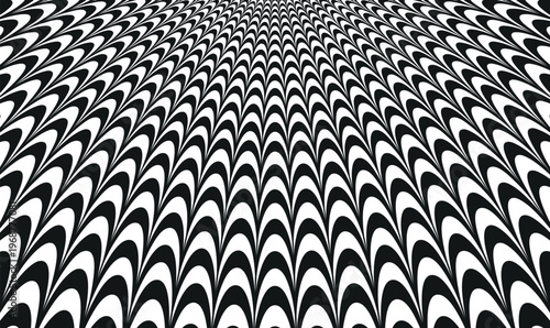 Black and white optical illusion wave pattern