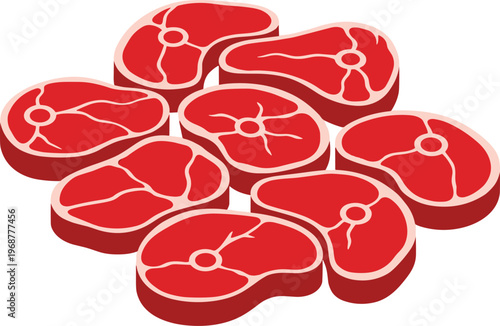 Raw red meat steaks isolated on white background for food and culinary concepts