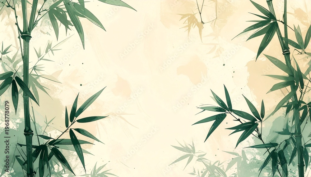 Fototapeta premium Minimalist Oriental Bamboo Forest Background for Presentation and Meditation Wallpaper