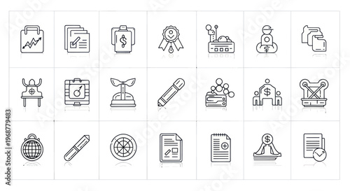 Business Icons Set - Finance, Growth, Strategy, and Success
