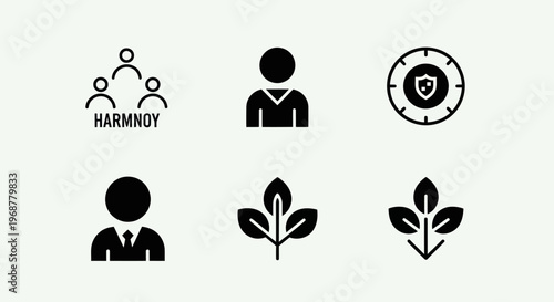 Business Icons: Teamwork, Security, Growth and Harmony