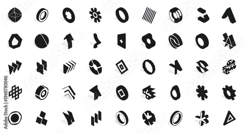 Collection of 3D Isometric Icons and Symbols