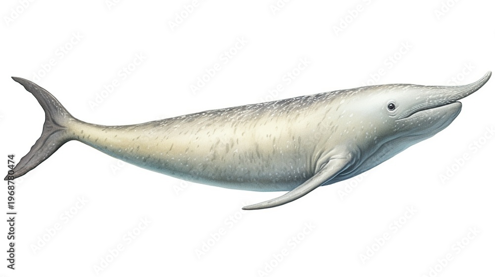 Obraz premium Pale Beluga Whale Gliding Through The Ocean With Sleek Silvery Skin
