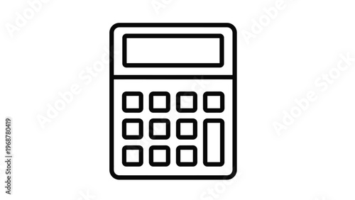 Simple black line icon of a calculator representing mathematics finance accounting and business calculations on white.