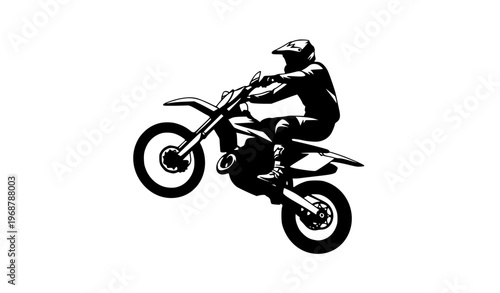 Dirt bike stunt rider silhouette extreme sport vector illustration