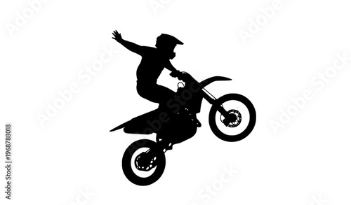 Dirt bike stunt rider silhouette extreme sport vector illustration
