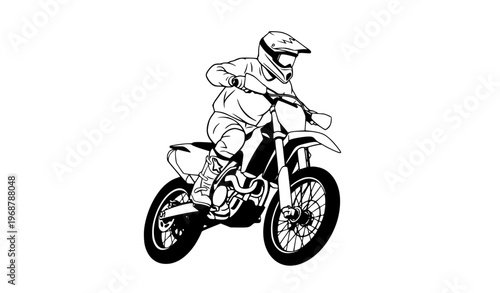 Motocross rider on dirt bike action sport vector illustration design