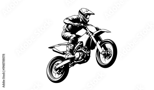 Dirt bike rider jumping motocross adventure adrenaline vector illustration