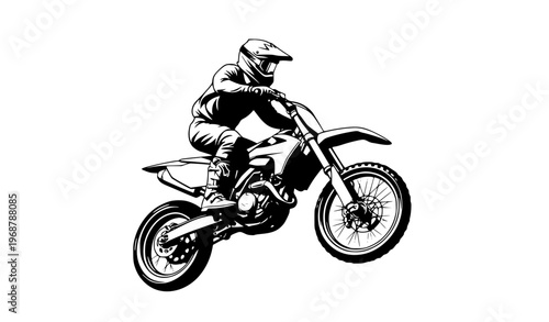 Dirt bike rider jumping motocross adventure adrenaline vector illustration