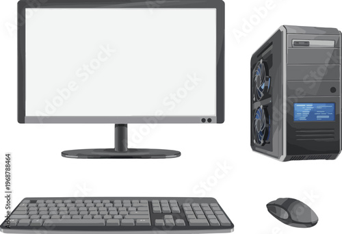 computer monitor with mouse and keyboard