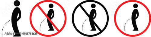 Konstfotografi No Peeing Sign Prohibition Urination Symbol Public Toilet Rule Icon Set Vector I