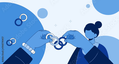 Two Hands Connecting Interlocking Rings Symbolizing Unity Collaboration And Partnership