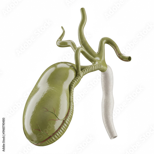 human gallbladder with bile ducts isolated on transparent background