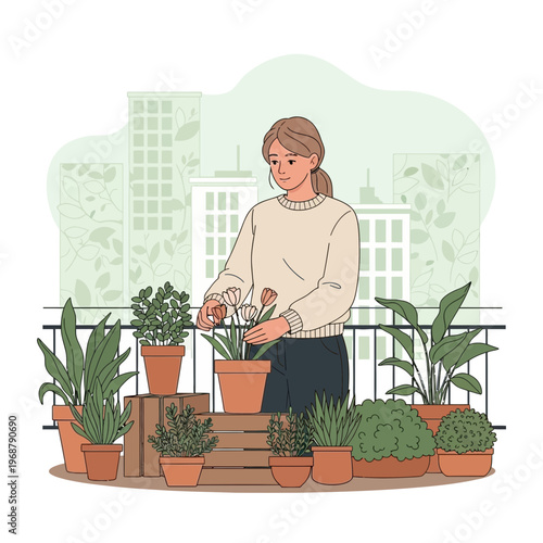 Urban Gardening Oasis A Serene Balcony Retreat Cultivating Greenery Amidst Cityscapes