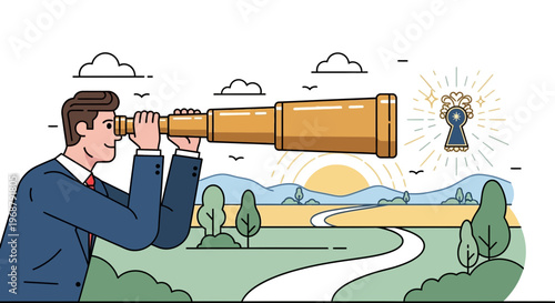 Visionary Businessman Seeking Future Opportunities And Solutions Through Exploration