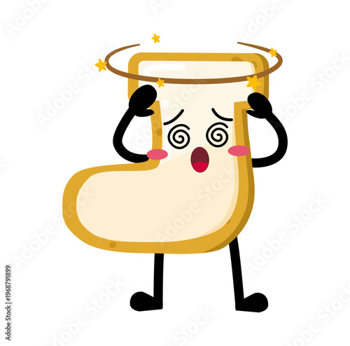 Cute Hand Drawn Dizzy Sock Shaped Cookie With Spinning Head