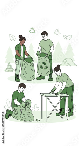 Volunteers Cleaning Environment For A Sustainable Future