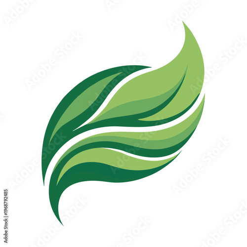 Minimal Realistic Abstract Green Leaf Vector Illustration