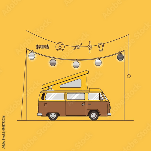 Vintage Camper Van Camping Adventure Outdoor Leisure