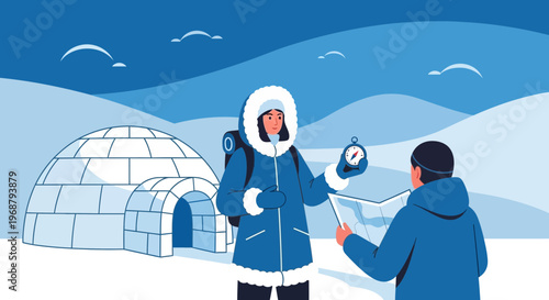 Winter Expedition Navigation With Igloo And Compass