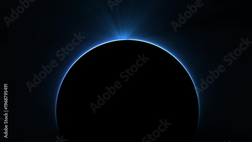 Partial Solar Eclipse, Surreal Solar Eclipse over misty seascape, Glowing Solar eclipse background texture animated on dark background.