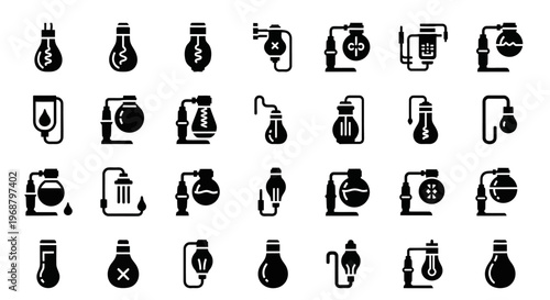 40 Laboratory Icons, Science Symbols, Lab Equipment, Vector Graphics
