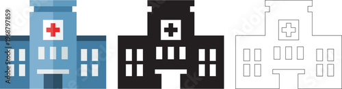 Hospital Building with Medical Cross Healthcare Facility Clinic Icon Vector