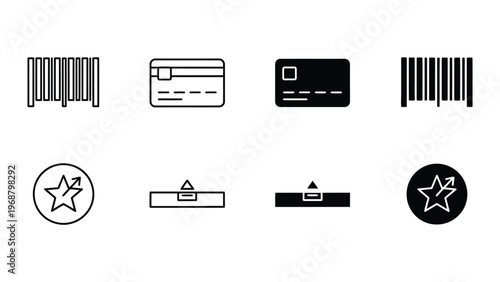 Collection of icons representing payment methods and navigation directions