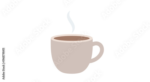 Simple illustration of a steaming hot coffee mug on a plain white background.