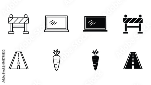 Contrasting icons of blocked and unblocked items in digital and physical contexts