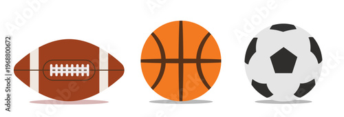 Soccer ball, basketball and football. Set of balls. Vector hand drawn illustration.