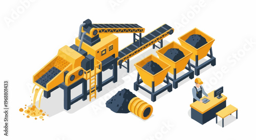 Industrial Mining Processing Plant with Conveyor System.