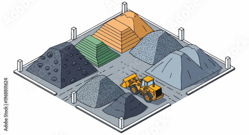 Construction Materials Storage Yard with Loader.