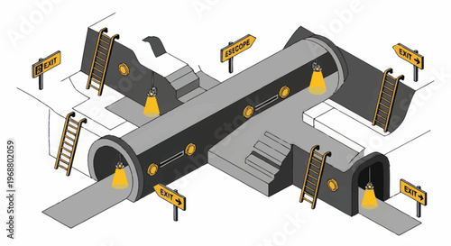 Isometric Illustration of Underground Infrastructure Network.