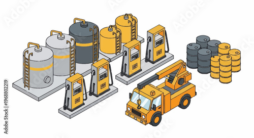 Industrial Fuel Storage and Distribution Facility Illustration.