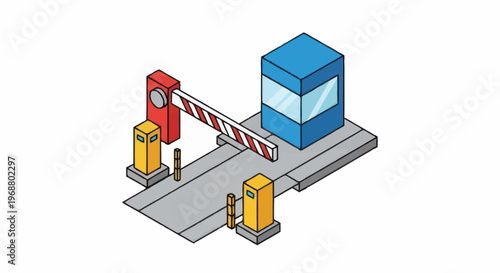 Isometric Barrier Gate System for Access Control.