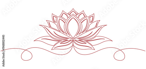 Vector illustration of a lotus in line art style for Vesak Day	