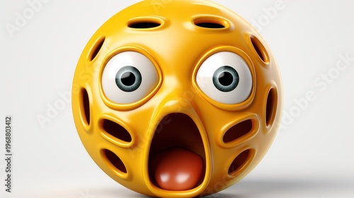 3D Illustration of a Emoji with a Surprised Expression