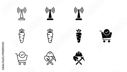 Collection of icons representing various modern services and professions