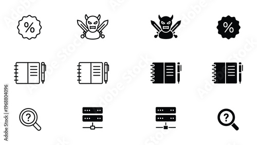 Contrast of positive and negative elements in a symbolic icon set