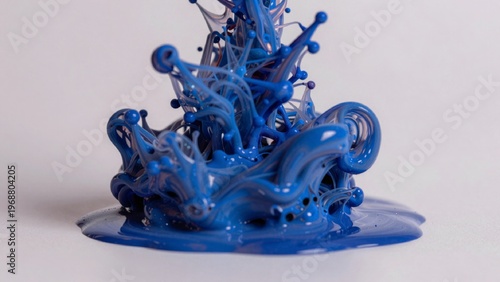 Highly detailed macro photography surreal abstract sculpture made blue fluid appears glass porcelain smooth gl