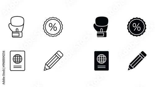 Contrast of opposing concepts illustrated with boxing and travel icons