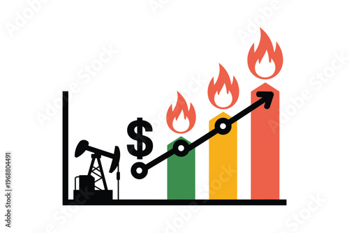 Oil Pump Jack with Dollar Sign on Graph Background