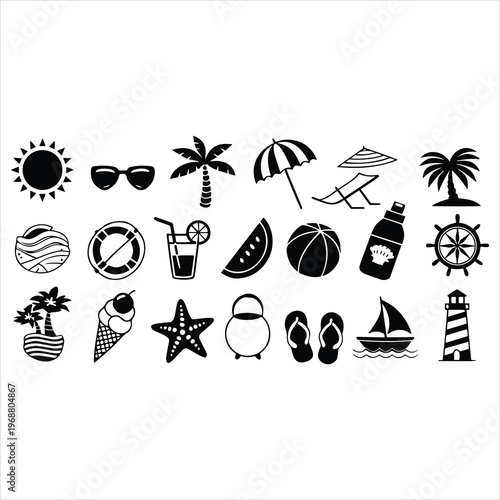 summer icons set
